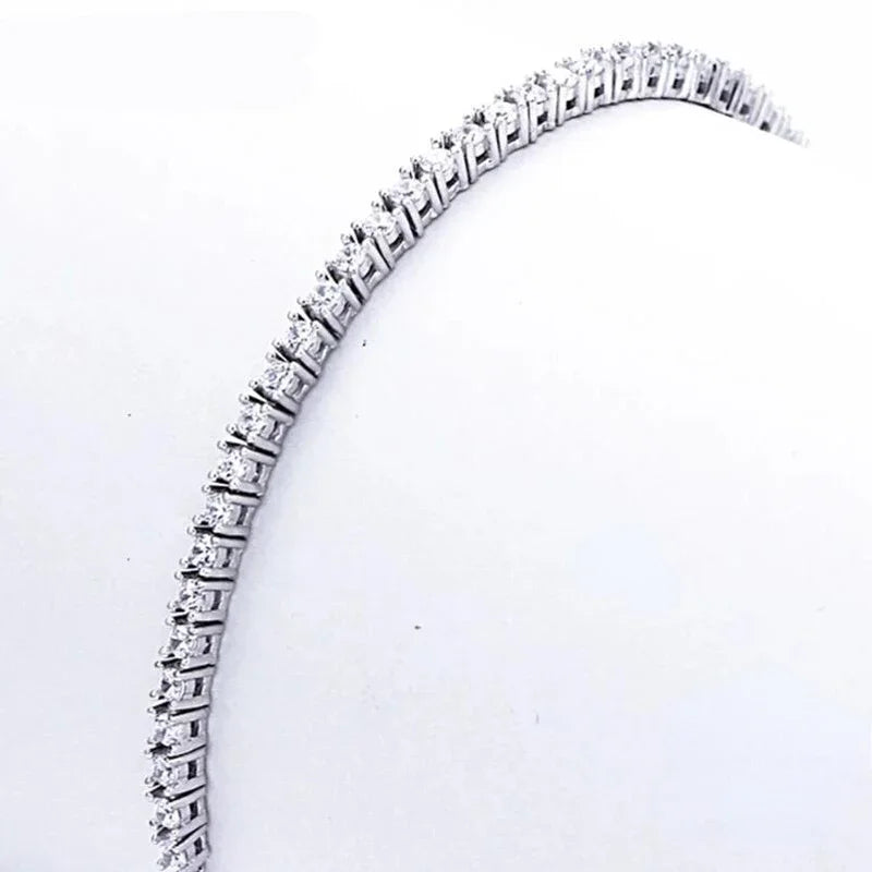Minimalist Sterling Silver Tennis Bracelet Adjustable Zircon Design