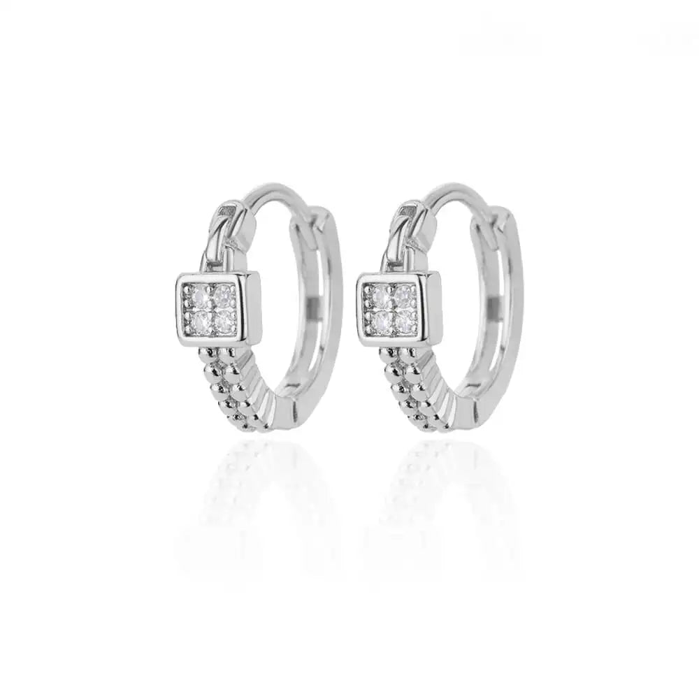 Elegant Small Gold Tone Earrings Square and Round Stainless Steel