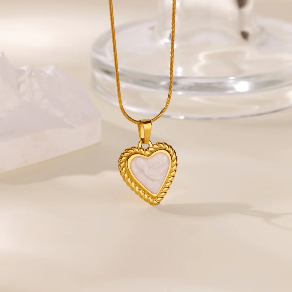Stylish Layered Heart Necklace 316L Steel Goth Choker for Women