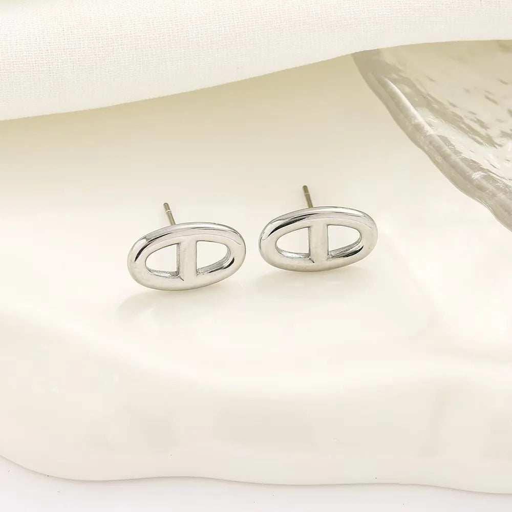 Vintage Stainless Steel Stud Earrings Gold Silver Aesthetic for Women