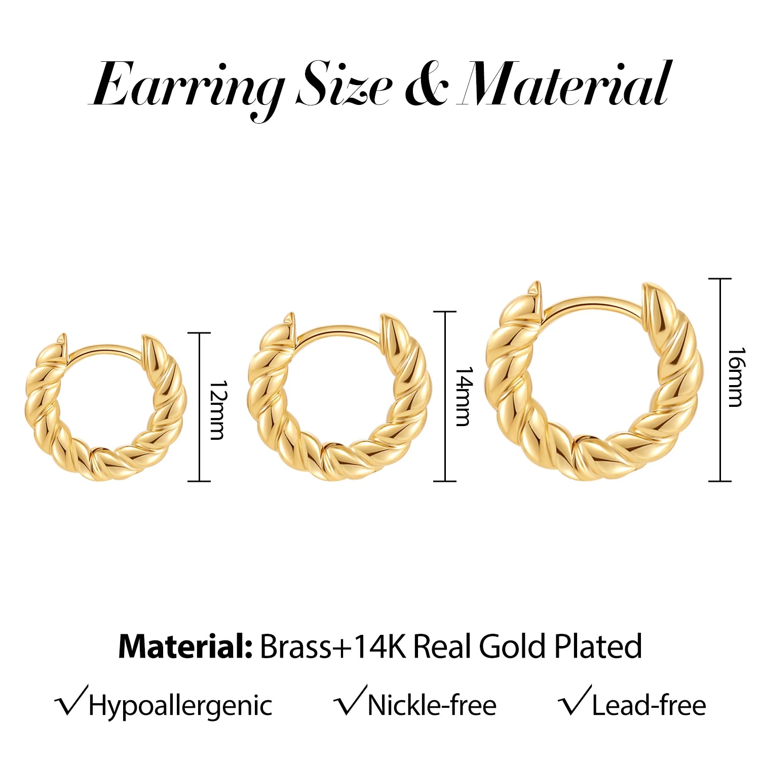 Trendy Twisted Hoop Earrings Gold Small Huggie Women