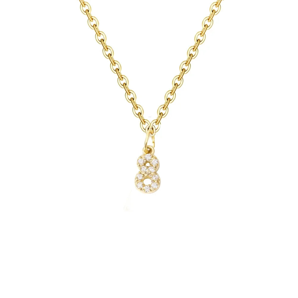 Gold Zircon Initial Necklace A-Z Stainless Steel Letter Pendant Women