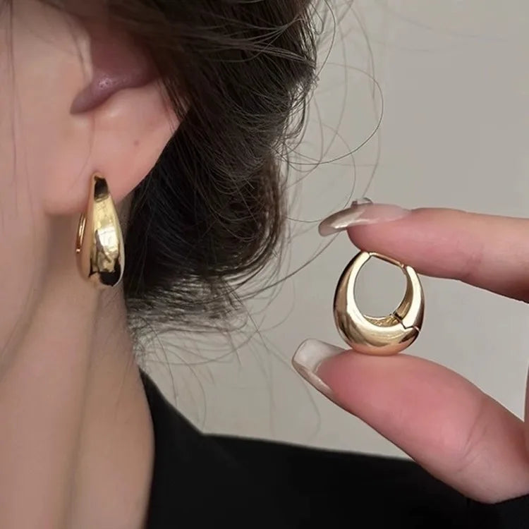 3 Pairs Zircon Hoop Earrings Gold Stainless Steel Trendy Women