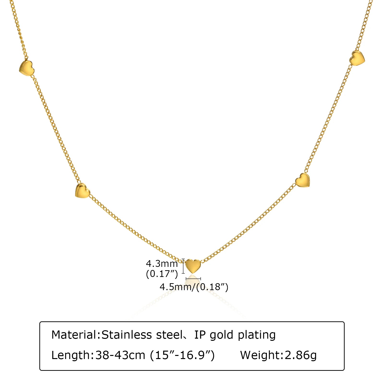 Minimalist Heart Chain Necklace Stackable Women Jewelry