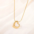 Simple Hollow Heart Pendant Necklace Stainless Steel Waterproof