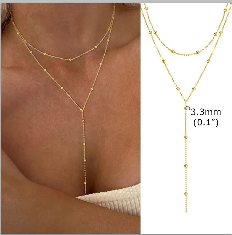 Elegant Lariat Necklace Y Shape Gold Plated Women Jewelry