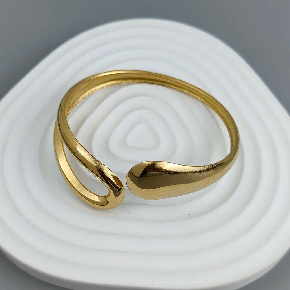 18K Gold Plated Water Drop Hollow Bracelet Stainless Steel Waterproof