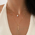 Silver Double Layer Star Moon Necklace Zircon Choker for Women