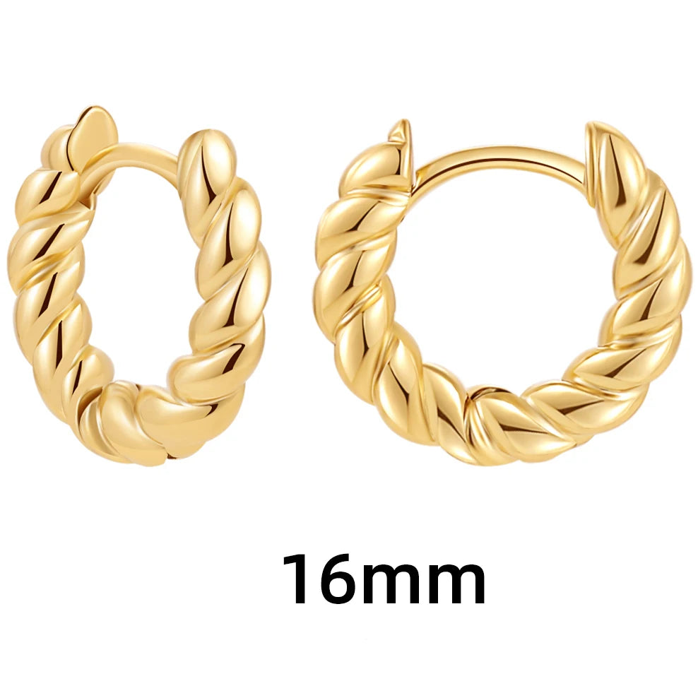 Trendy Twisted Hoop Earrings Gold Small Huggie Women
