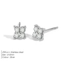 eManco Clover Black Gemstone Stud Earrings Stainless Steel Elegant