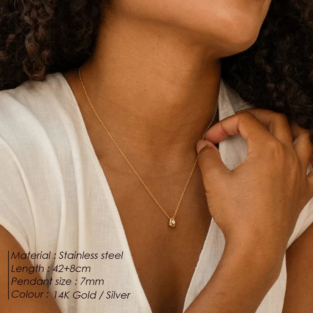 Elegant Water Drop Necklace Gold Plated Stainless Steel Women