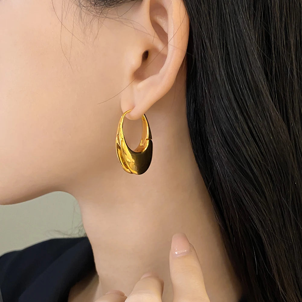 3 Pairs Zircon Hoop Earrings Gold Stainless Steel Trendy Women