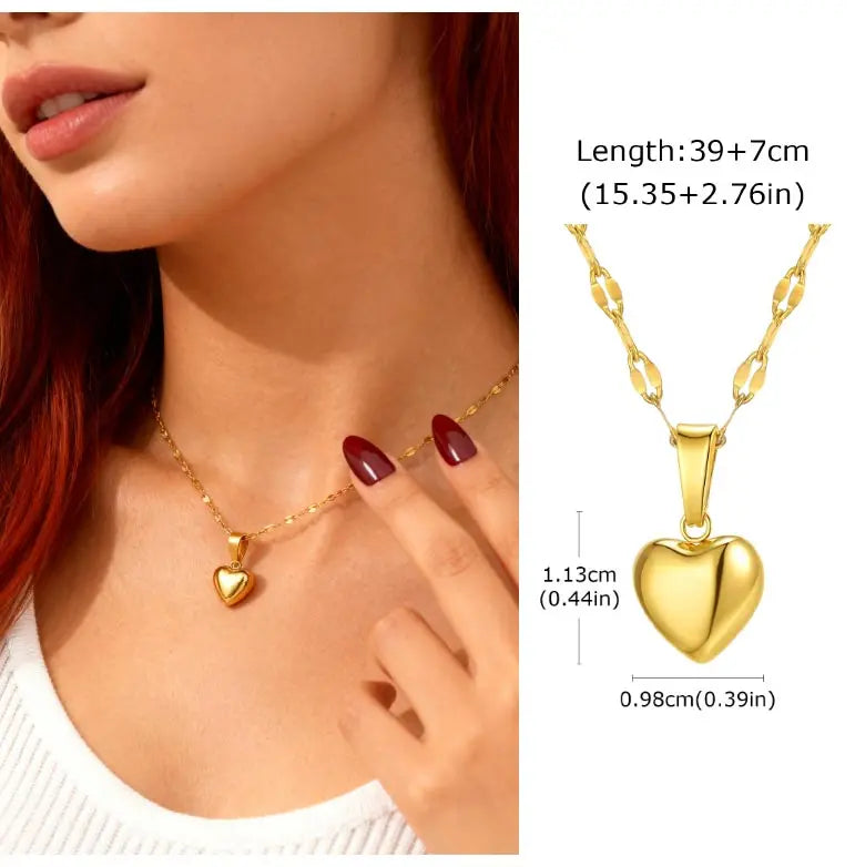 Sliding Water Droplet Pendant Necklace Gold Stainless Steel Waterproof