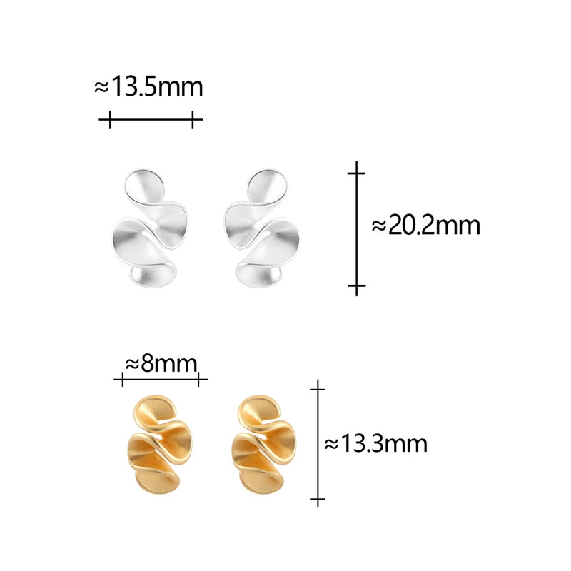 Minimalist Twisted Flower Stud Earrings 925 Silver Gold Accent