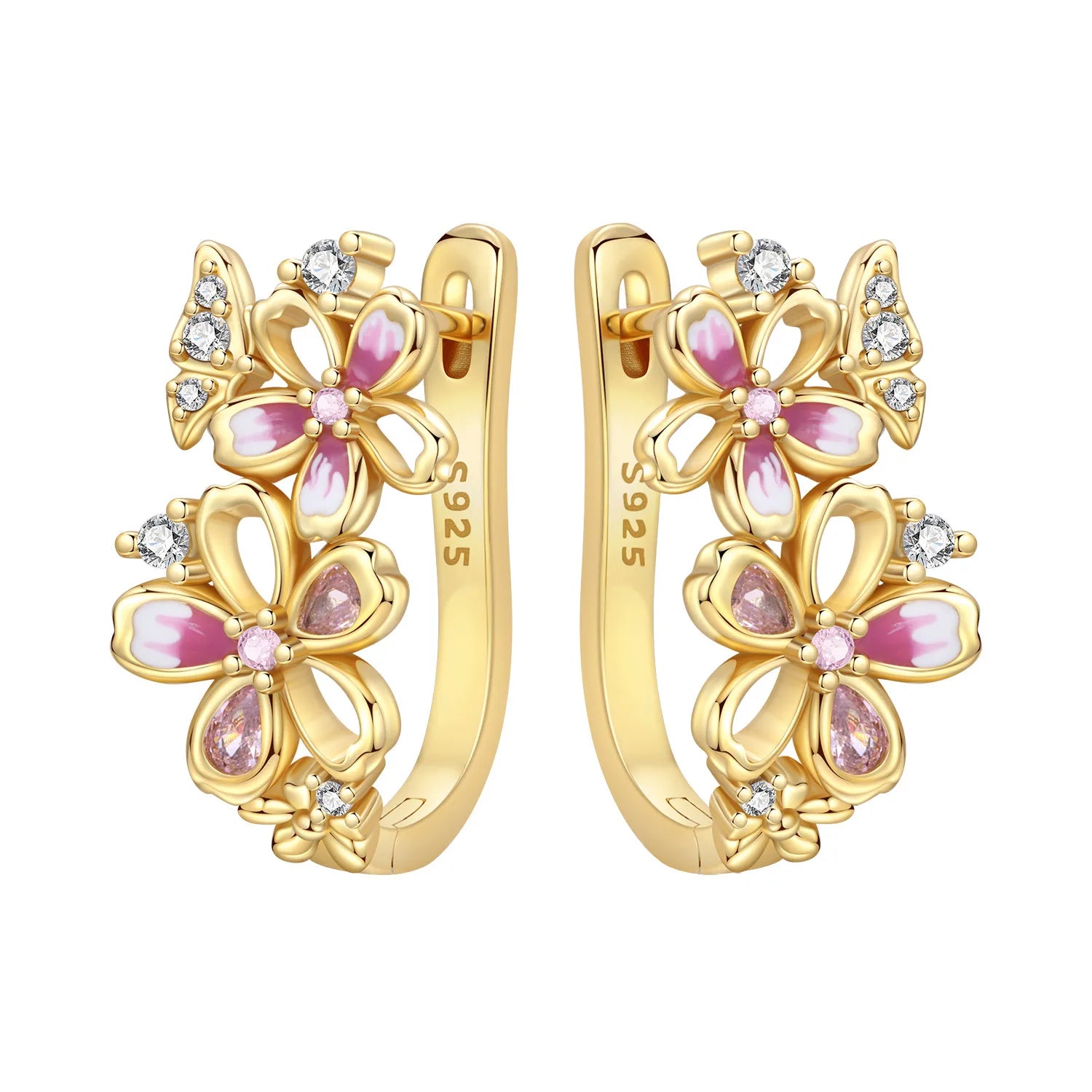 Elegant Gold Hoop Earrings 925 Silver Temperament Women