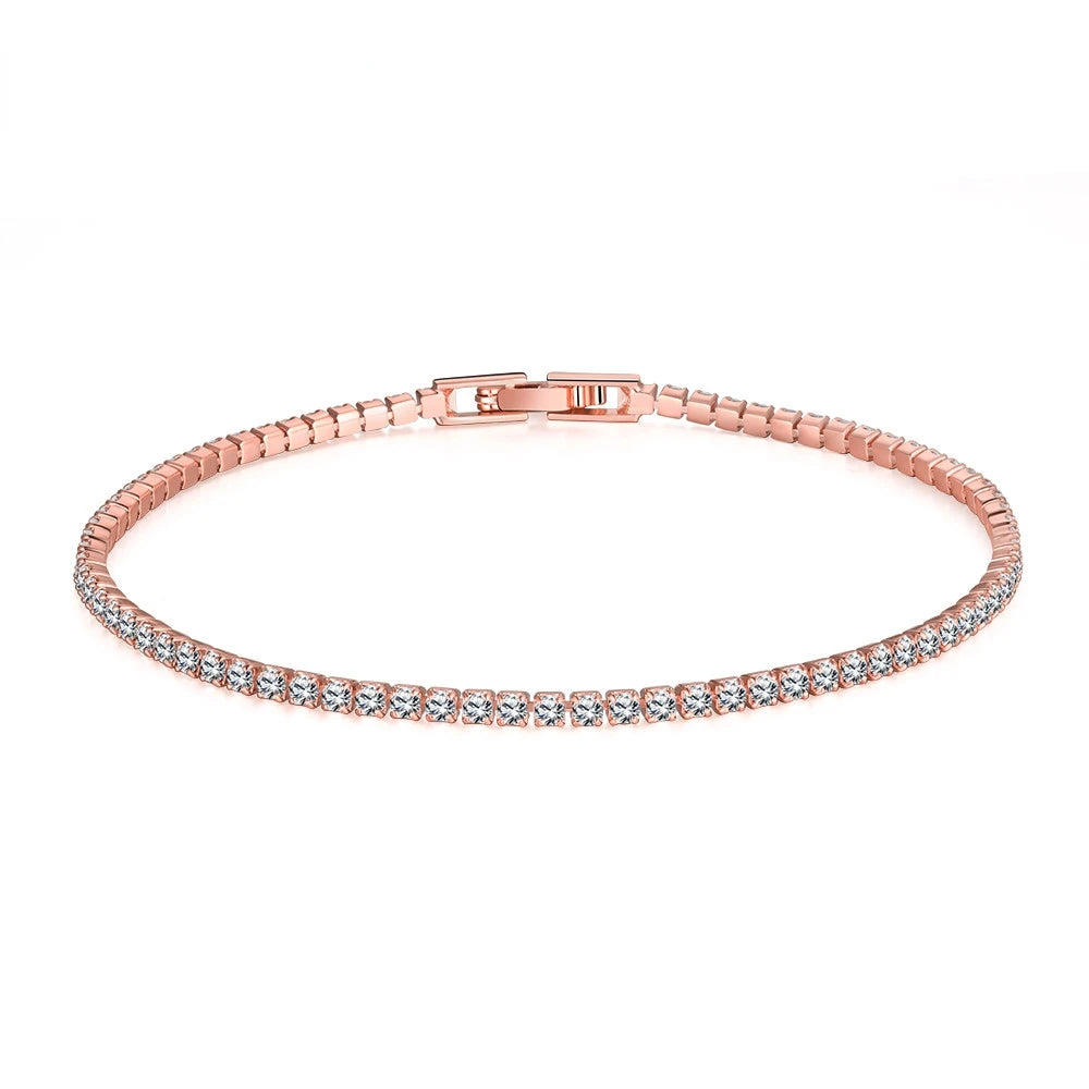 Elegant 925 Silver Bracelet 2mm Zirconia Classic Women Jewelry