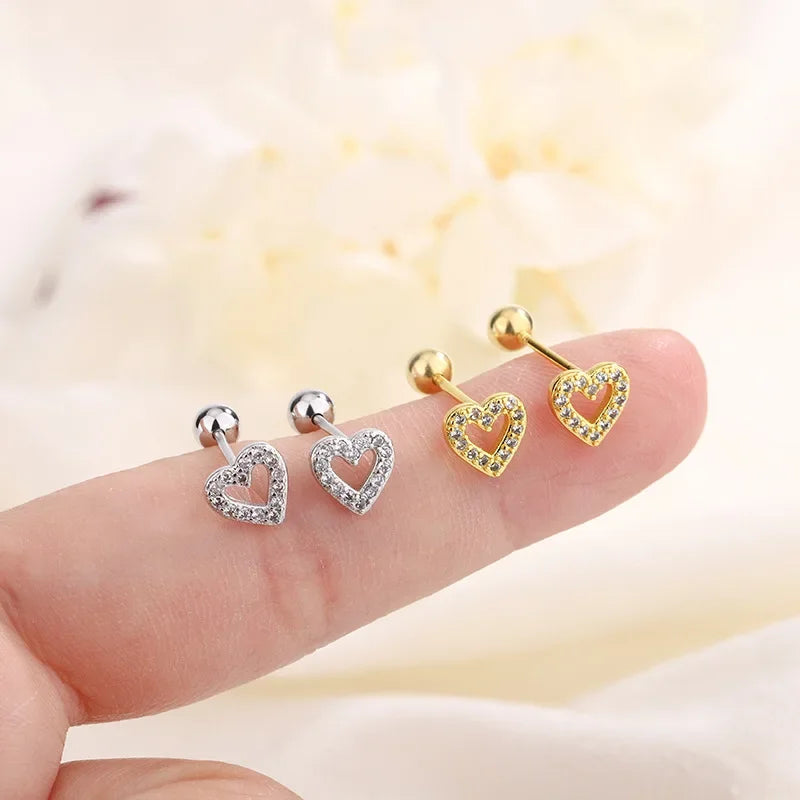Minimalist Heart Stud Earrings Hypoallergenic Women