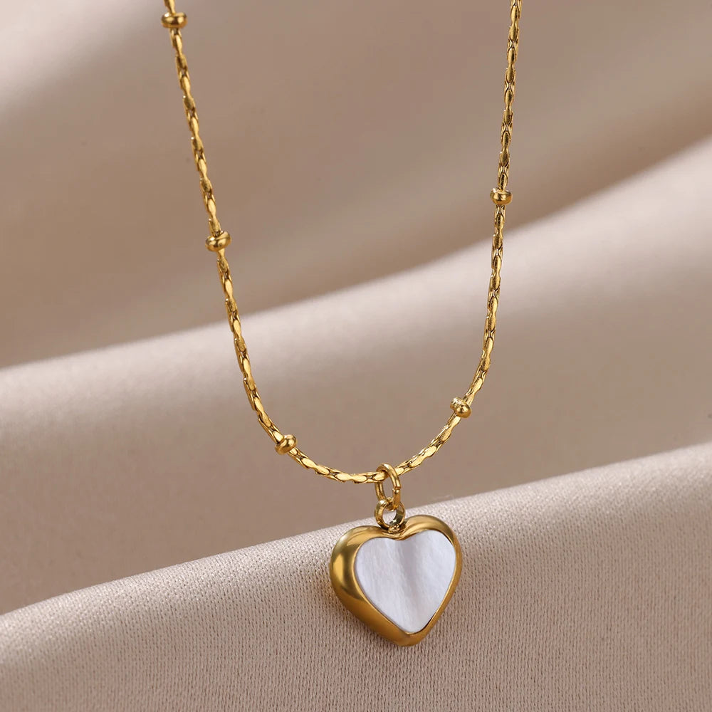 Stylish Layered Heart Necklace 316L Steel Goth Choker for Women