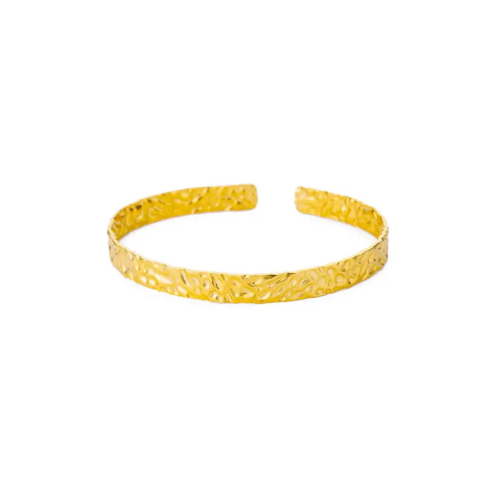 Gold Flower Cuff Bracelet Stainless Steel Floral Bangle for Women