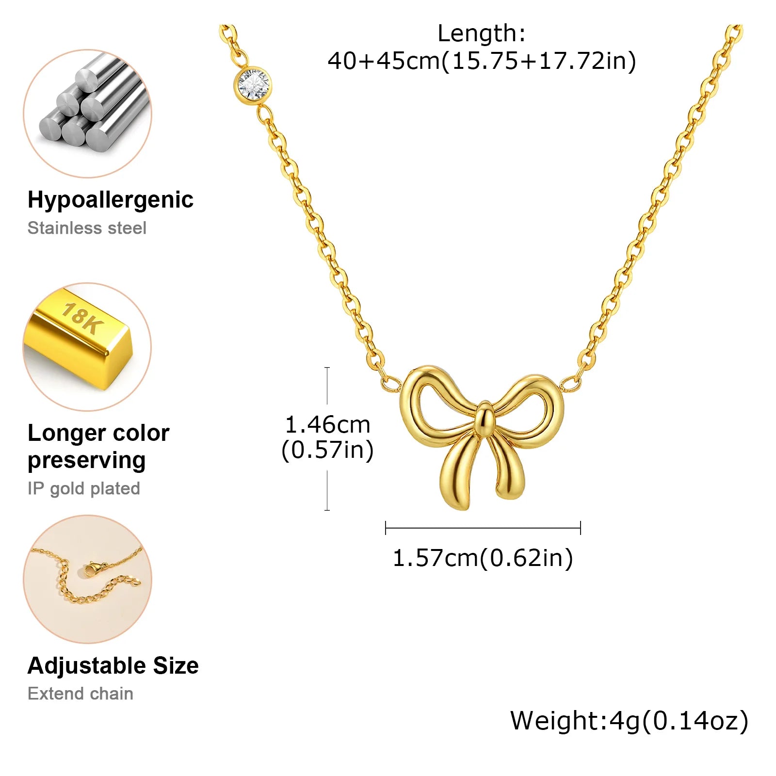 Elegant Bowknot Necklace Choker Thin Chain Women Jewelry