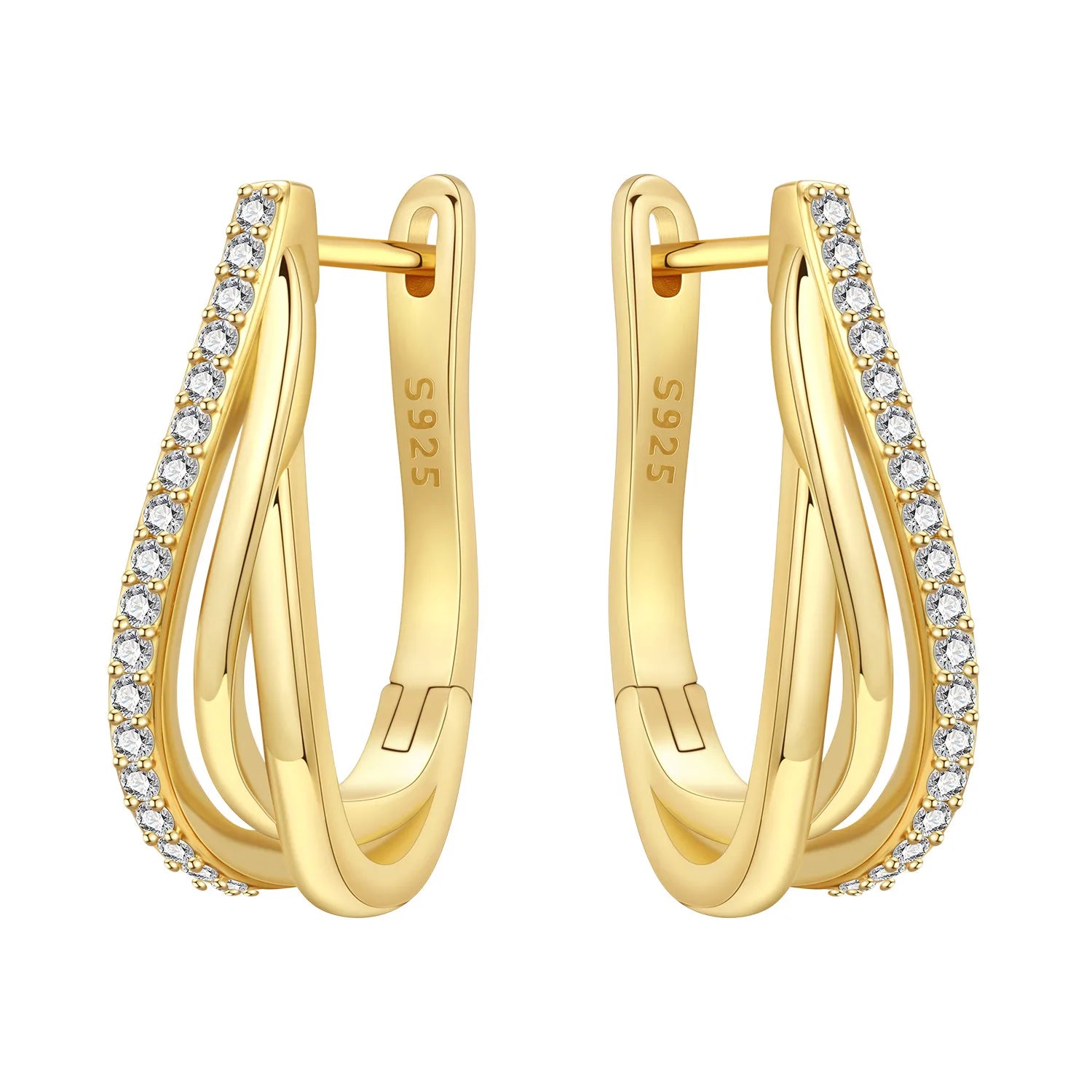 Elegant Square Hoop Earrings 18K Gold S925 Women Jewelry