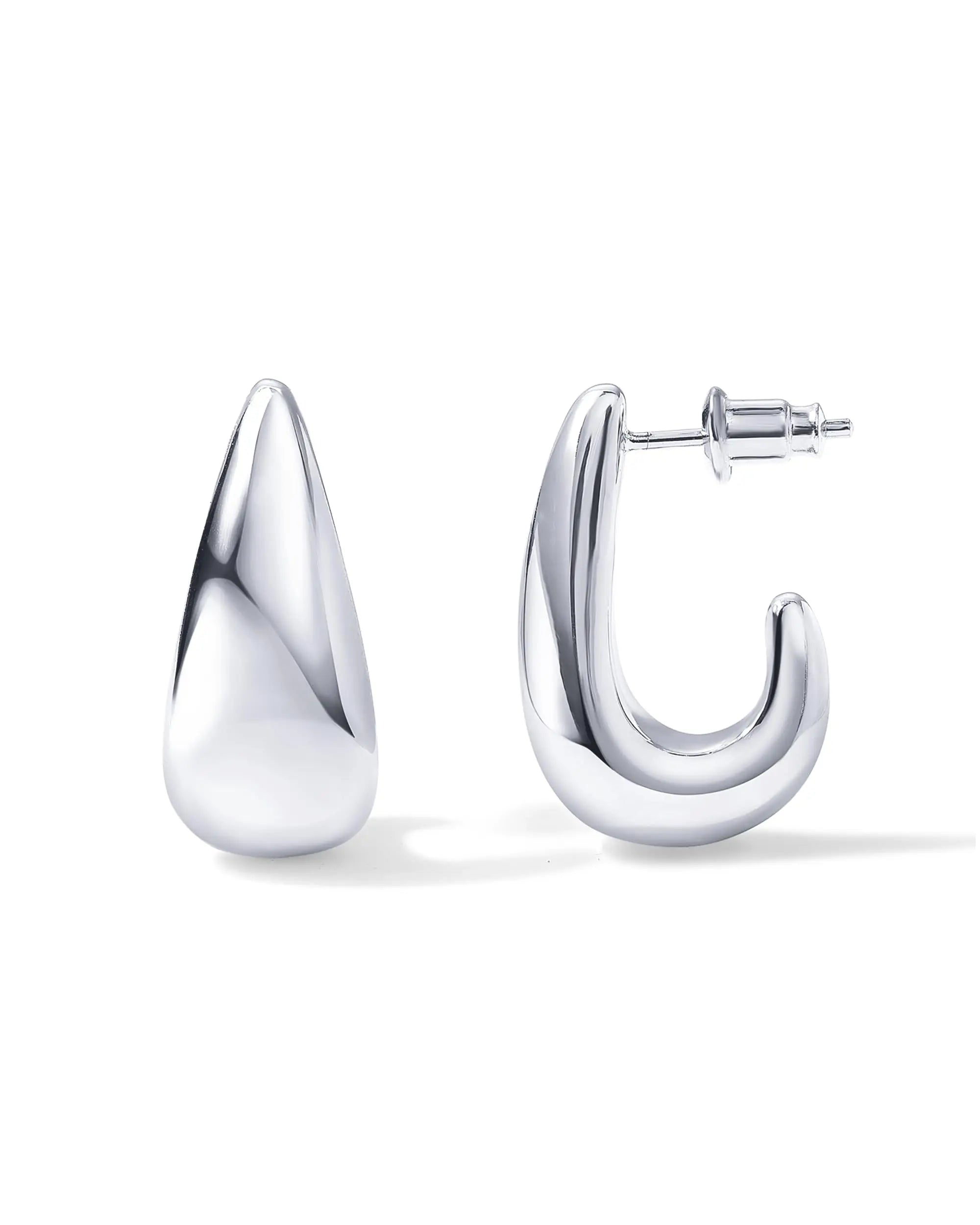 Shevalues 14K Gold Hoop Earrings Sterling Silver Post Huggie Women