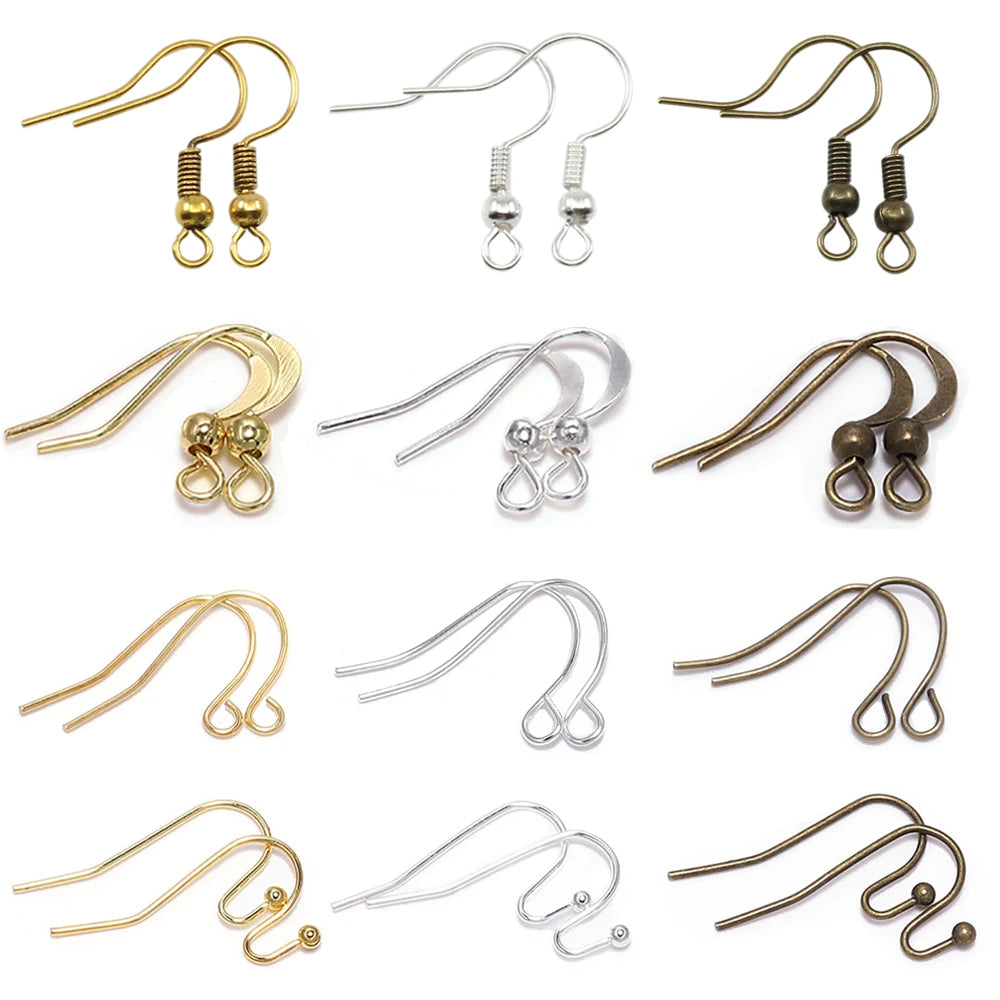 100pcs Iron Bead Charms Earring Hooks Set DIY Jewelry Making Supplies