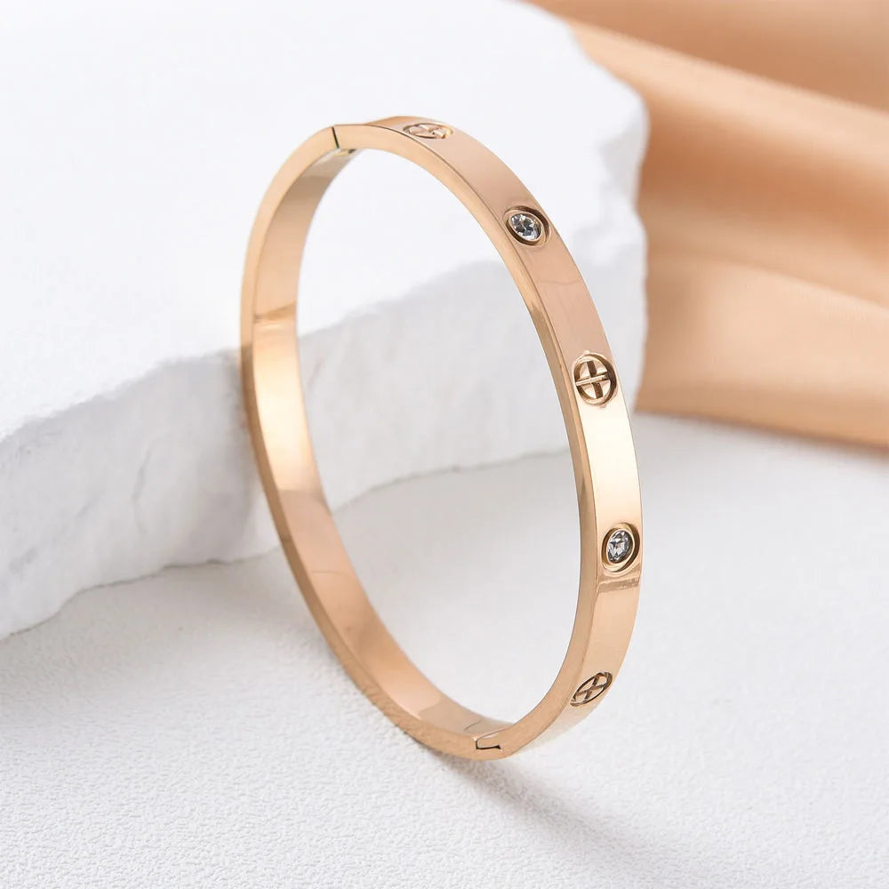 Waterproof Stainless Steel Cross Bangle Bracelet Luxury Women Gift