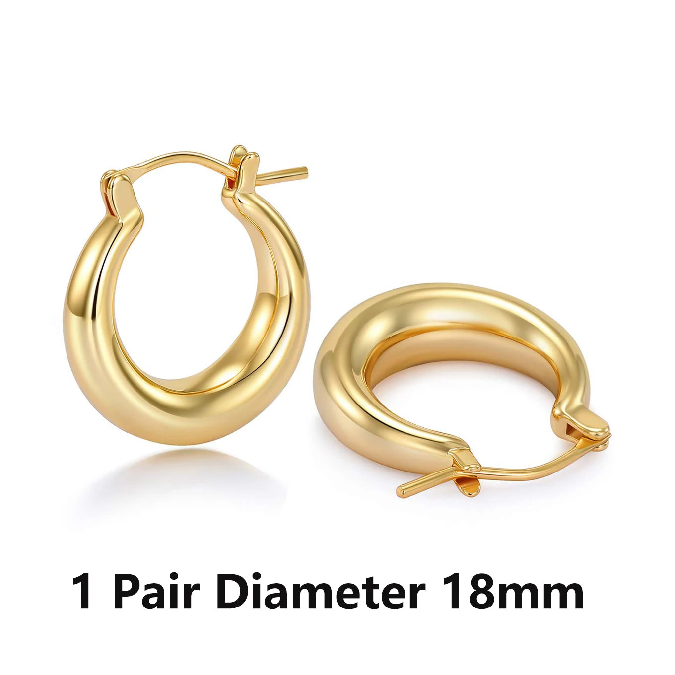 Shevalues Chunky Hoop Earrings 14K Gold 925 Silver Needle Women