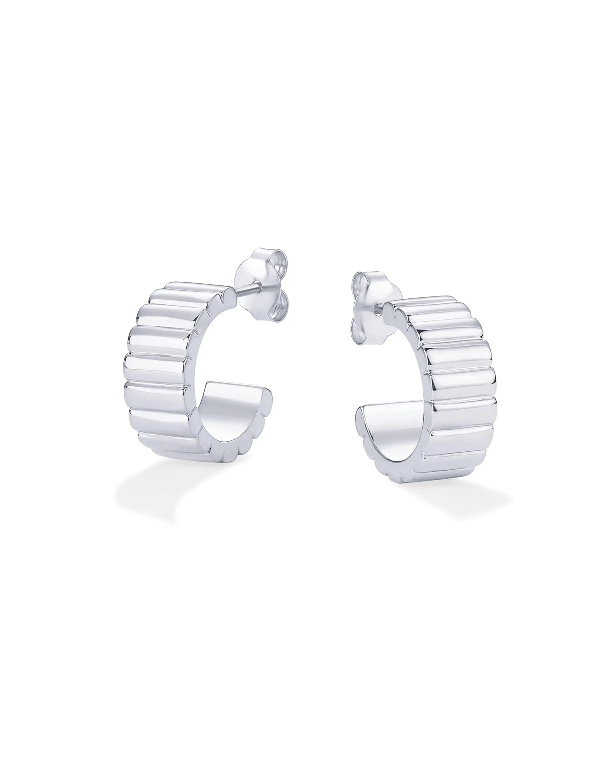 Chic Chunky Hoop Earrings 14K Gold Croissant Style Women