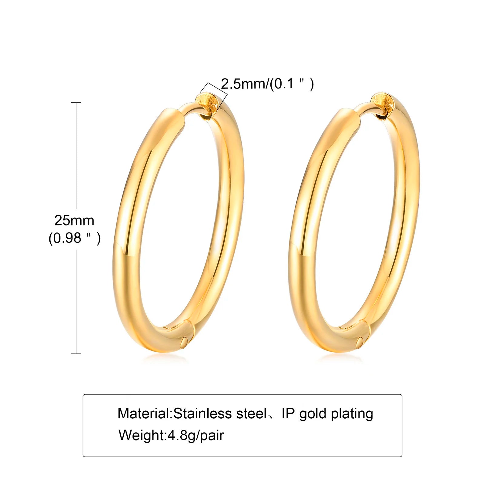 Stainless Steel Hoop Earrings 20-40mm Sizes Women Jewelry