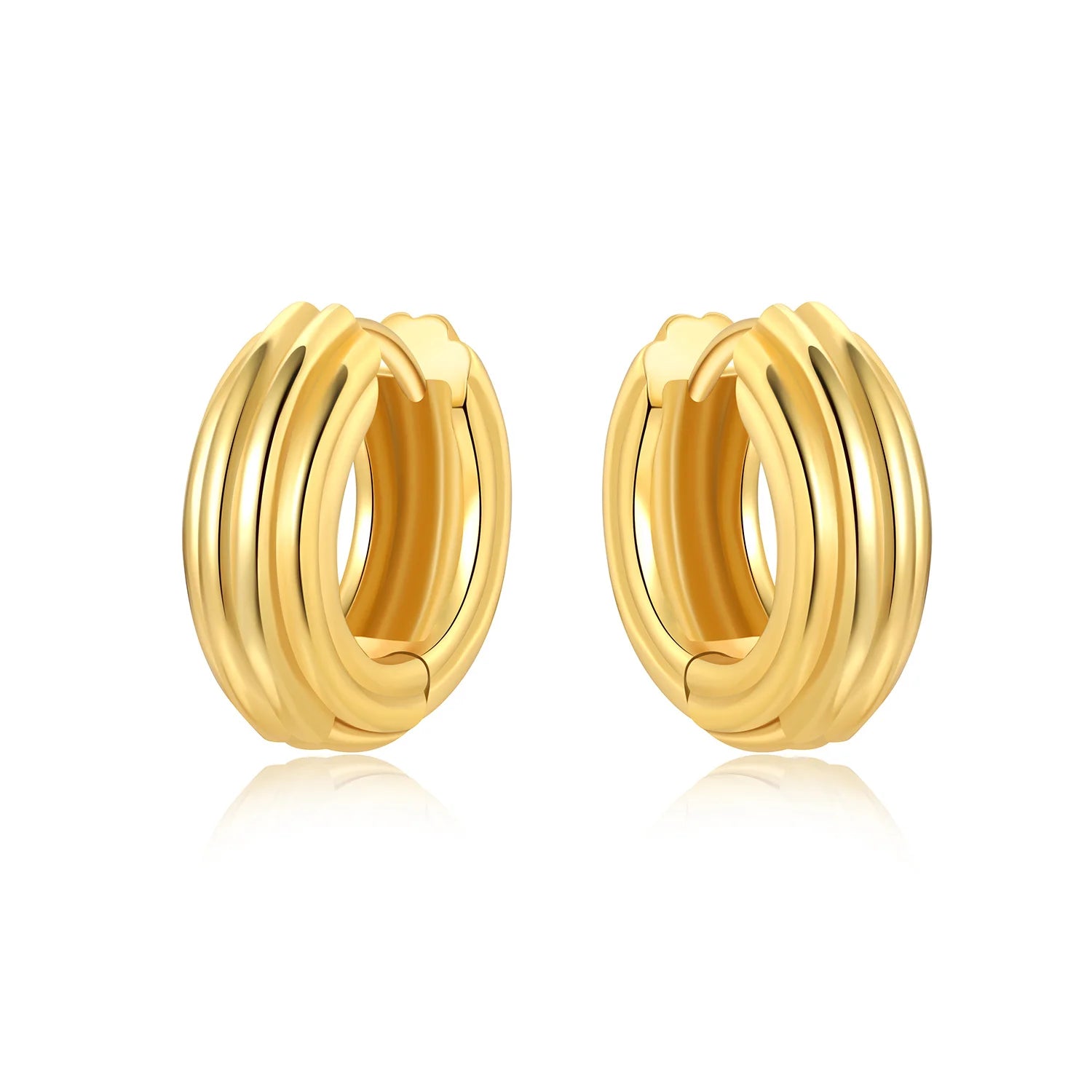 Elegant Square Hoop Earrings 18K Gold S925 Women Jewelry