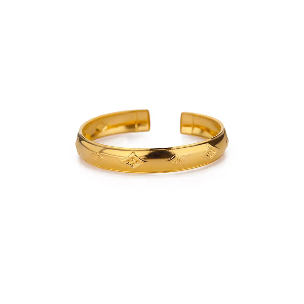 Gold Flower Cuff Bracelet Stainless Steel Floral Bangle for Women