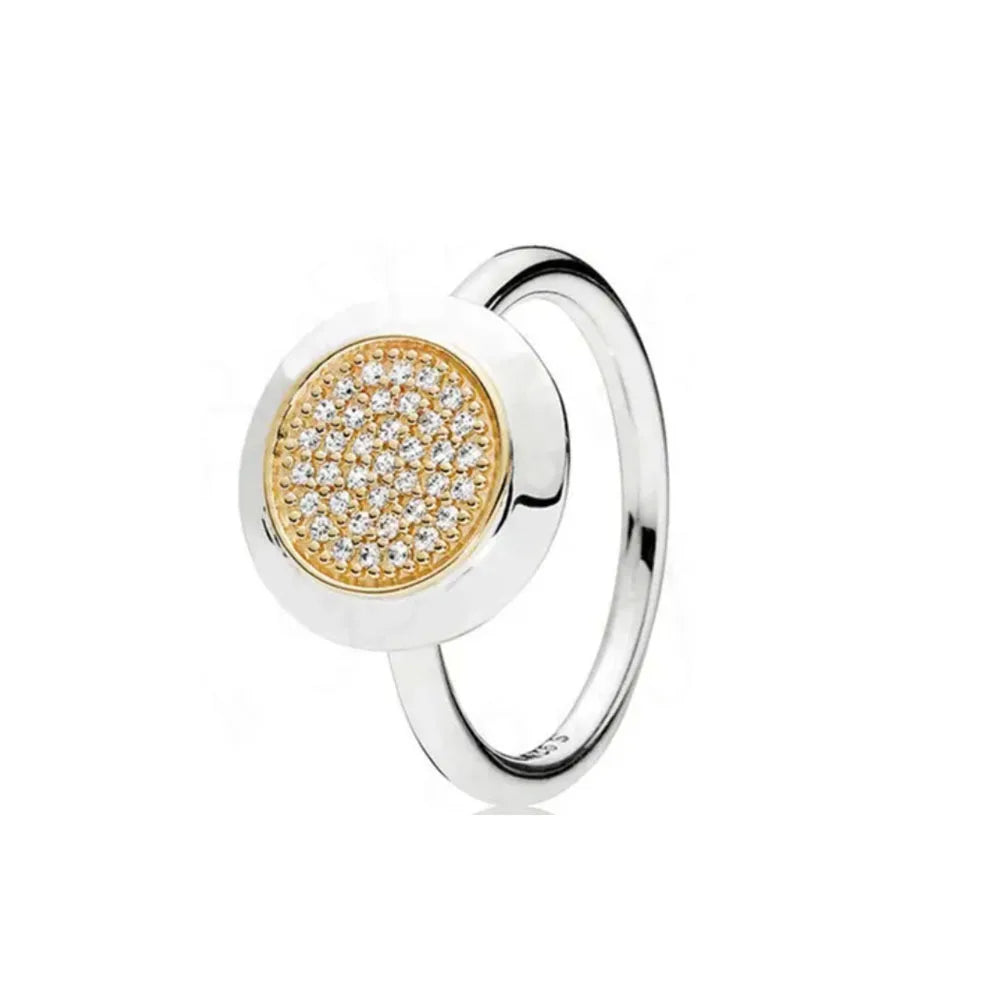 Elegant Gold Ring Sun Heart Bow 925 Silver Women Jewelry