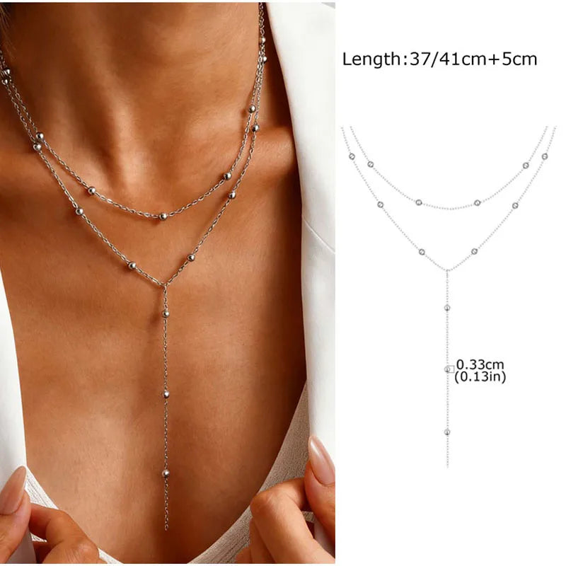 Elegant Lariat Necklace Y Shape Gold Plated Women Jewelry