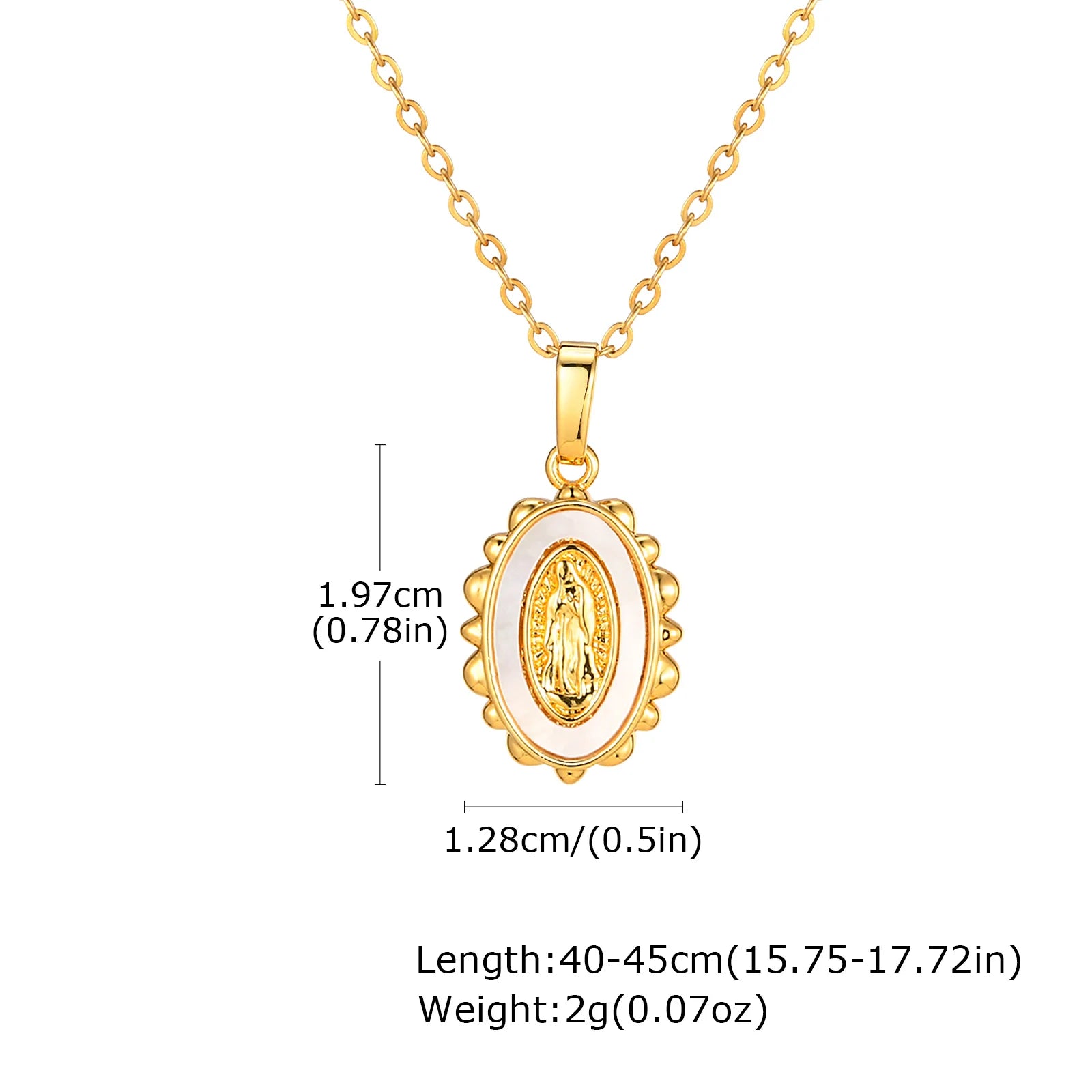 Elegant Guadalupe Mary Pendant Necklace with Sparkling Zircon Inlay