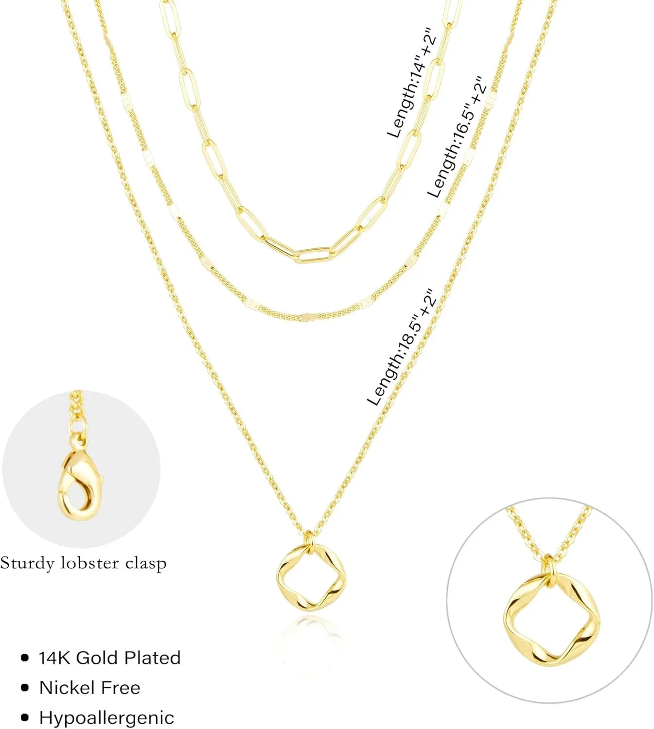 Elegant Layered Necklace Set Gold Silver Circle Pendant Women