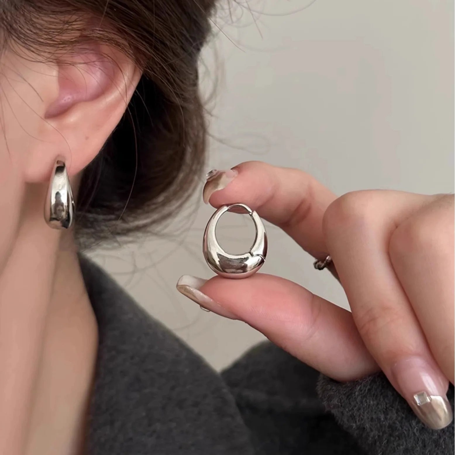 3 Pairs Zircon Hoop Earrings Gold Stainless Steel Trendy Women