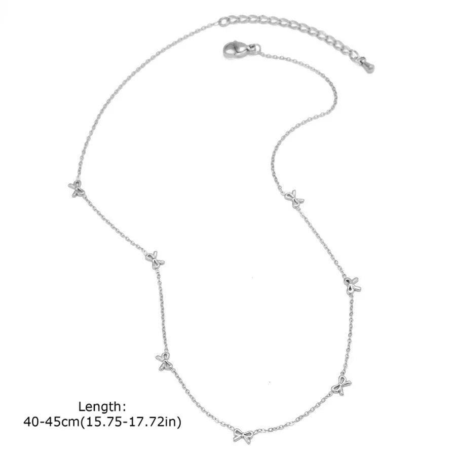Elegant Bowknot Necklace Choker Thin Chain Women Jewelry