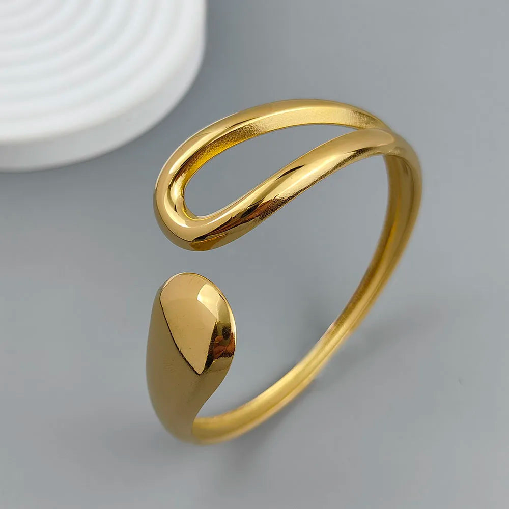 18K Gold Plated Water Drop Hollow Bracelet Stainless Steel Waterproof