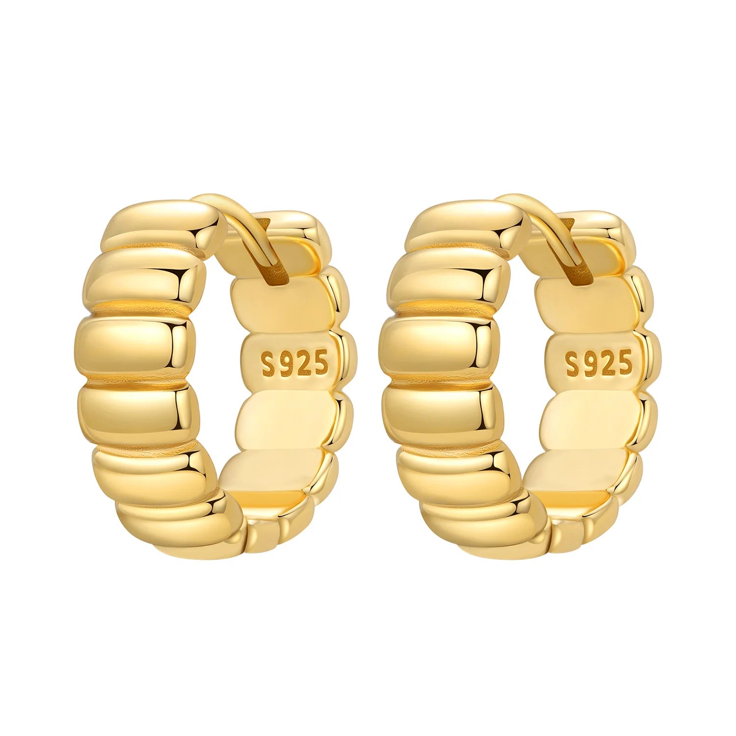 Elegant Square Hoop Earrings 18K Gold S925 Women Jewelry