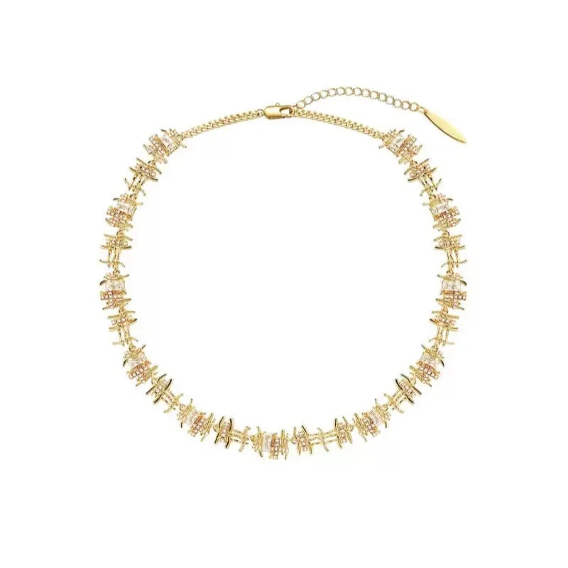 Elegant 925 Silver Necklace Earrings Set Zircon Vintage