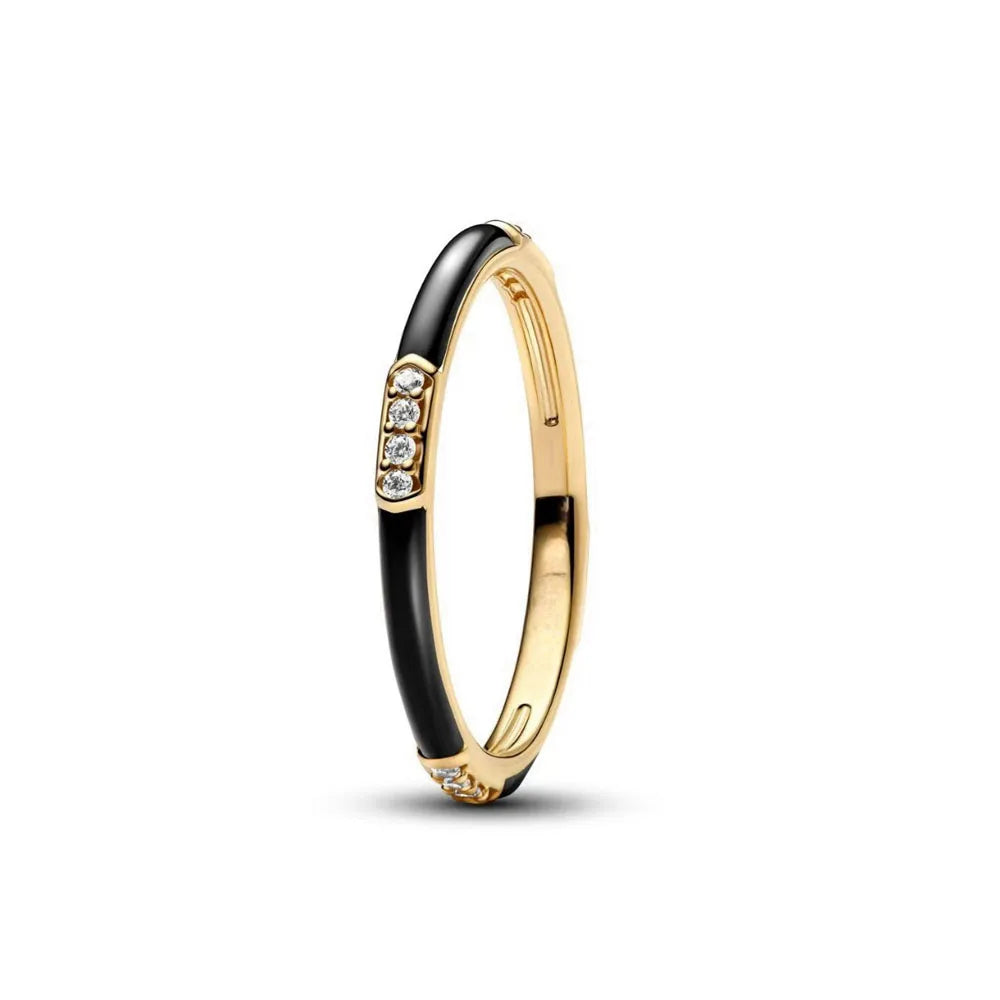 Elegant Gold Ring Sun Heart Bow 925 Silver Women Jewelry