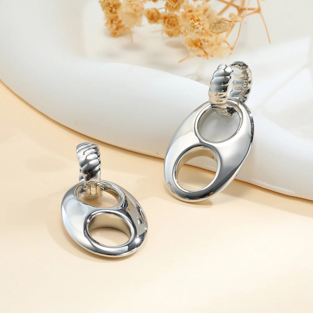 Double Circle Hoop Earrings 14K Gold Stainless Steel Chunky Women