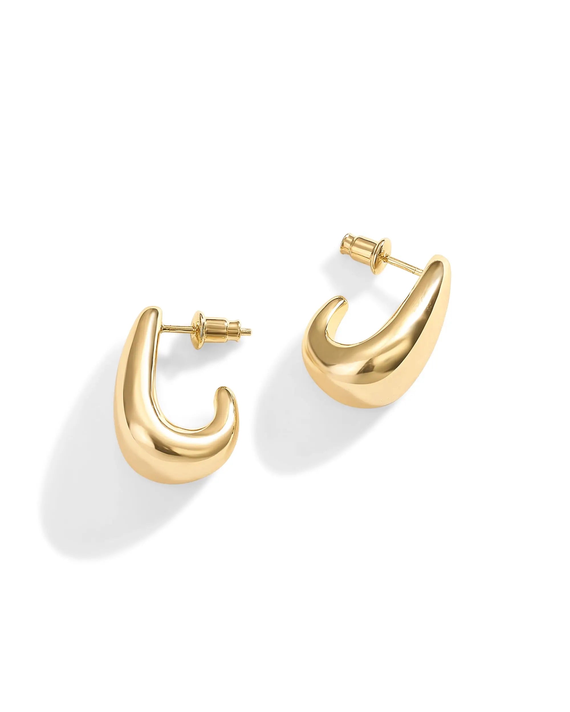 Shevalues 14K Gold Hoop Earrings Sterling Silver Post Huggie Women