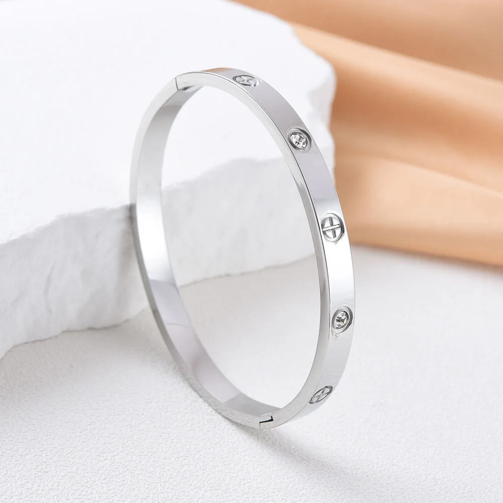 Waterproof Stainless Steel Cross Bangle Bracelet Luxury Women Gift