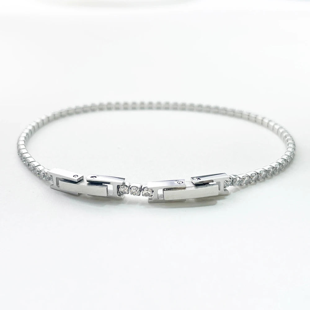 Delicate 2mm CZ Cluster Tennis Bracelet Adjustable Sizes Jewelry