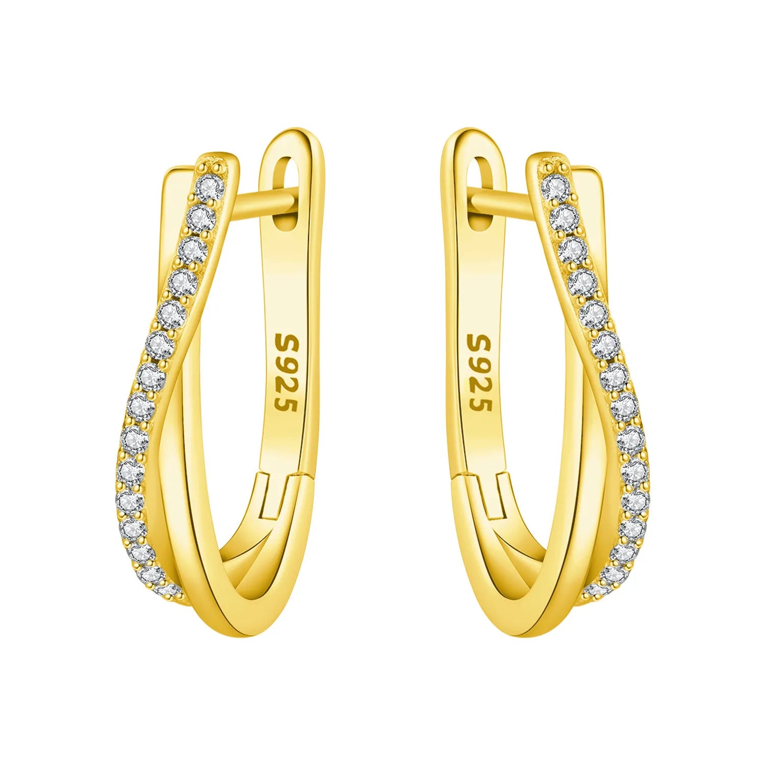 Elegant Gold Hoop Earrings 925 Silver Temperament Women