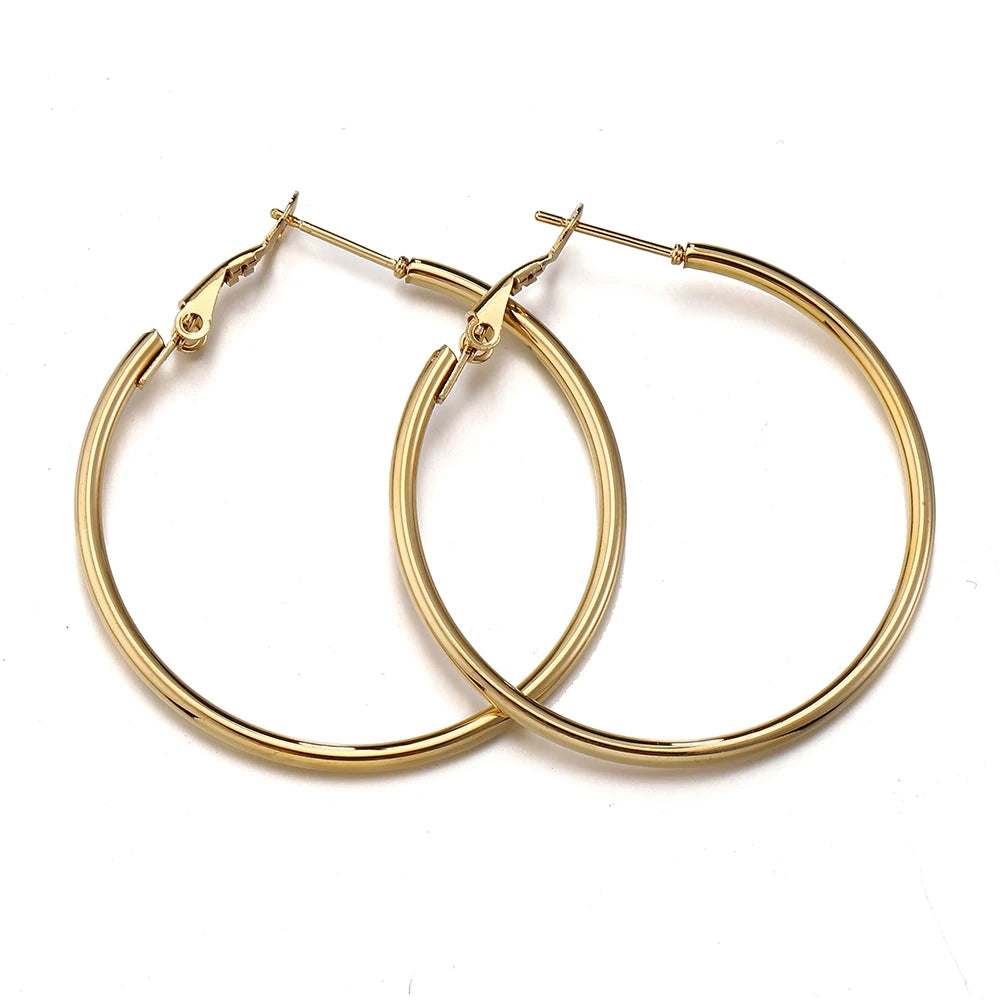 10pcs Stainless Steel Hoop Earrings Gold Big Circle DIY Accessories