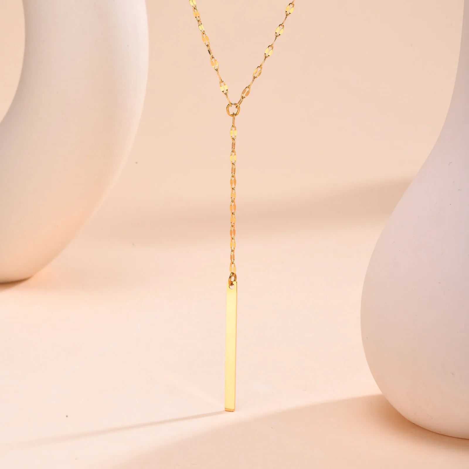 Elegant Y Drop Necklace Bar Pendant Stainless Steel Women